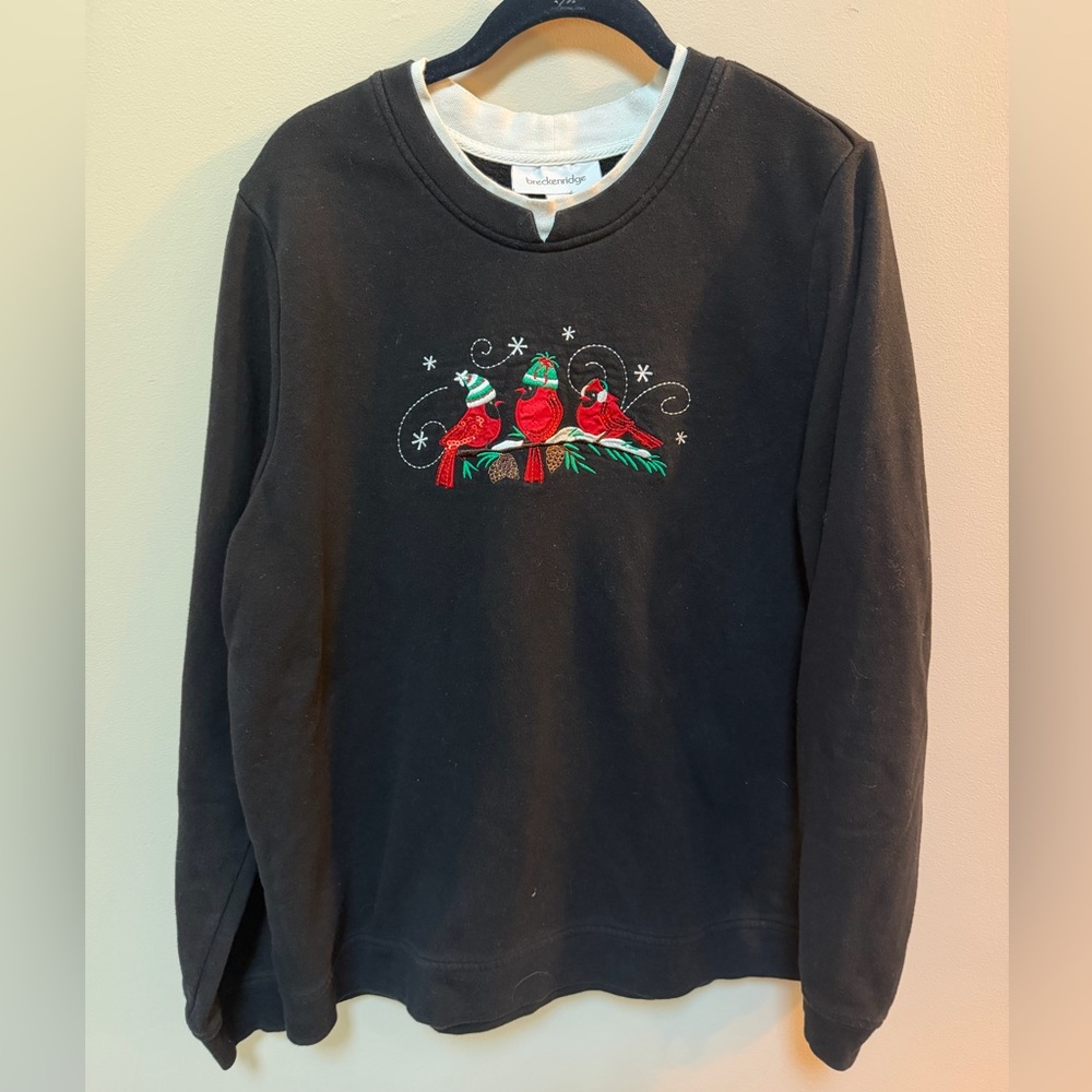 Breckenridge Black Cardinal Winter Fleece Crew Neck Sweatshirt Women’s XL